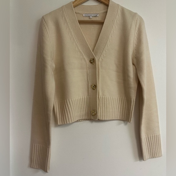 Endless Rose Sweaters - Endless Rose Cream Cardigan with Gold Buttons